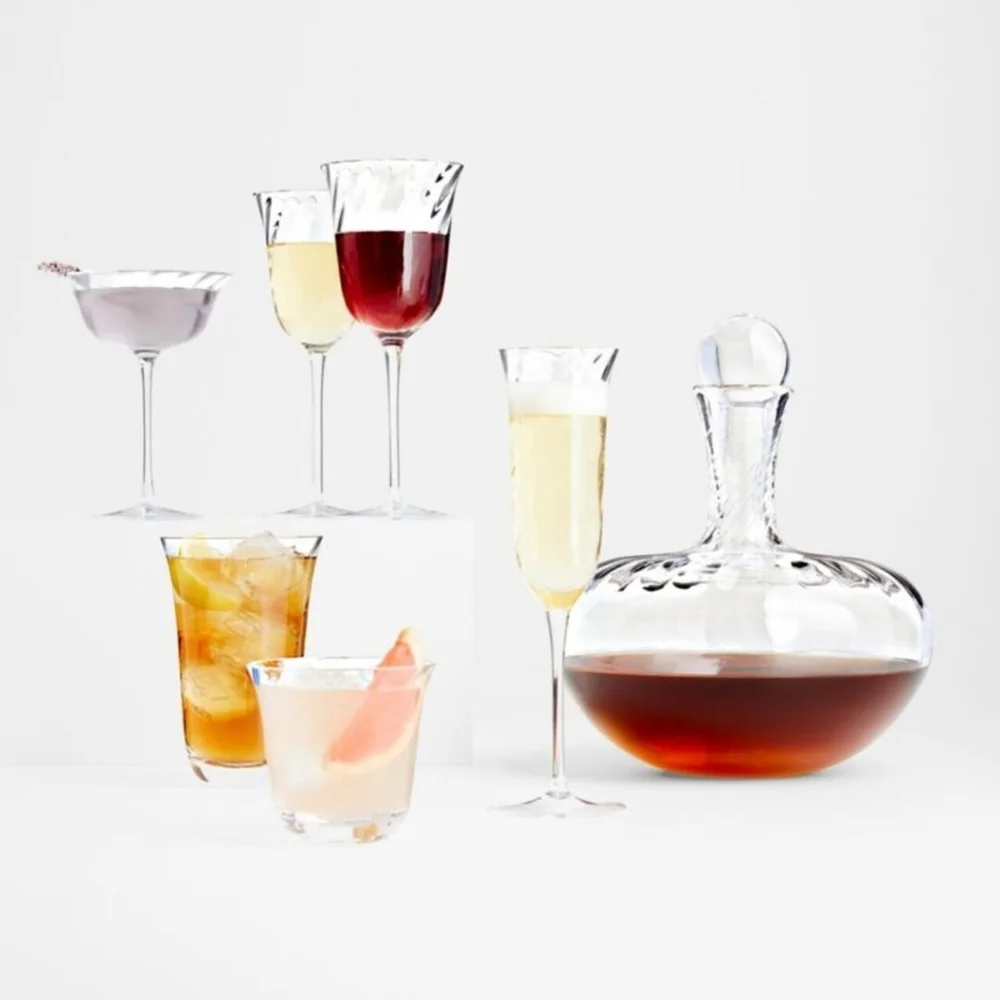 Crate & Barrel Lucia Swirled Glass Decanter, NEW